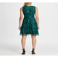 Дамски зелена без ръкаща бижу шия късо приспособяване + пламък вечерна рокля Размер: 2