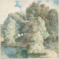 Дървета край езерото, парк Peamore, близо до Ексетер, Poster Print от Devon от Франсис Таун