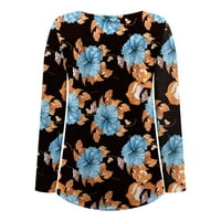 Edvintorg цветя ризи с дълъг ръкав жени върхове и блуза винтидж дрехи ежедневни кръгли вратни тениска с копчета пуловерни върхове падат спестявания при клирънс