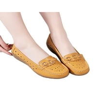 Жени ежедневни обувки се приплъзват върху апартаменти клинови мокасини, които неплъзнеха обувки за ходене дами да избухнат лека жълта куха 6,5