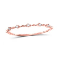 10kt розово злато дамско кръгло диамантено мънисто точка, подреждащ се пръстен cttw