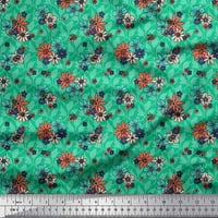 Soimoi памучен фланелка тъкан медена пчела и флорална художествена печат за шиене на тъкани двор