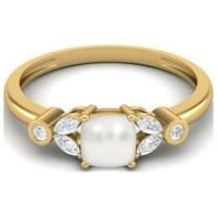 2. CTS възглавница Pearl Pearl Politaire Sterling Silver Gold Vermeil Classic Accent Wedding Ring for Women