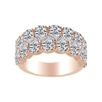 4. Каратска круша форма бяла естествена диамантена сватбена лента за годеж 18k твърд розов златен пръстен Размер-5