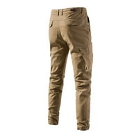Мъжки товарни панталони Мъжки ежедневни дишащи младежи твърди цветове многостранни панталони товарни панталони за мъже