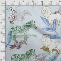 Oneoone Viscose Jersey Светлосиня тъкан тропически рисувани животни с листа DIY Облекло Прошиване на тъкани от плат за печат от двор широк