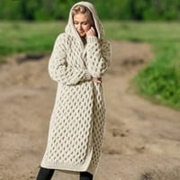 Горещ стил хлад, AXXD ежедневно отслабване на твърд пуловер Жена Кардиган Пуловери Просверие бял размер 10