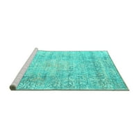 Ahgly Company Machine Pashable Indoor Rectangle Persian Turquoise Blue Traditional Area Rugs, 8 '10'