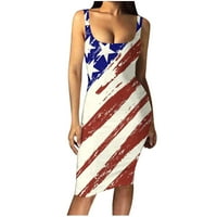 Женска лятна опаковка рокля без ръкави, Ден на независимостта Танк рокля за жени 4 юли, САЩ флаг парти боди рокли