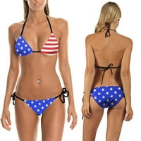 Дамски бански костюми Модни американски флаг 3d печат Сплит бикини комплекти за жени