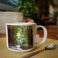 FL Oz Oz Ceramic Mug, Henry Cowell Redwoods State Park, California, Pathway in Trees, Sichasther & Microwave Safe