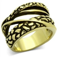 Жени IP златен пръстен от неръждаема стомана без камък в камъка - размер 7