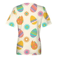 Fragarn дамски летни върхове ежедневни модни къси ръкави v тениски за шия на големи размери великденски ризи за печат сладък тениска за печатни върхове