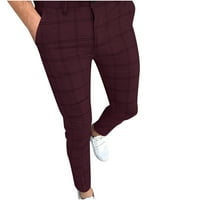 Мъжки панталони тънки удобни панталони удобни панталони карирани плоски кльощави бизнес молив дълъг сив s