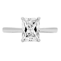 2. CT Brilliant Emerald Cut Clear Simulated Diamond 18K White Gold Politaire Ring SZ 9.5