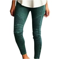 Азрийски дамски есенни модни панталони, модни жени дама кльощави панталони с висока талия разтягане тънка молив панталон зелен размер xxxxxl в продажба