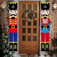 Декорация на коледни врати за ядки, банер на верандата, войнишки модел Лешникотрошачката веранда знаци Коледен декор