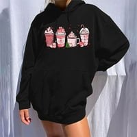 Homchy жени Коледна качулка Суитчърс с дълъг ръкав Кръгла шия пуловер капки рамене големи суичърки жени