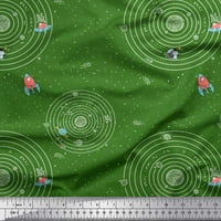 Соларна система Soimoi Green Polyester Crepe Fabric & Rocket Galaxy Printed Fabric Wide