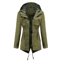 Tawop Windbreaker Женско женско яке от твърд дъжд на открито якета с качулка Raincoat Windproof Army Green 14