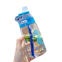 Youweixiong 480ml бутилка с вода за училище деца преносими карикатурни модели печат вода бутилка със слама за деца