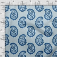 OneOone Cotton Cambric Light Blue Fabric Asian Paisley Block Sheing Craft Projects Propsings отпечатъци от плат по двор