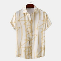 Uorcsa Personality Print Beach къс ръкав Hawaii Buttons Мъжки тениска жълто