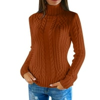 Зимни пуловери за есен за жени Turtleneck пуловер жена плетен плетен долен женски дълъг ръкав дебел усукател пуловер