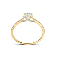 14kt жълто злато кръгло диамантен пасианс булчински сватбен годежен пръстен cttw