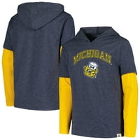 Младежки Wes & Willy Navy Michigan Wolverines 2-in- tri-смеси тениска с дълъг ръкав