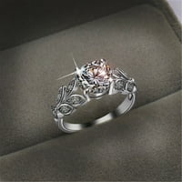 Xinqinghao Формата на листата Цирконов пръстен за жени и момичета мода прост цирконов пръстен Прост личен персонаж Циркон пръстен сребро 6