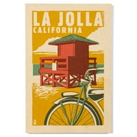 La Jolla, Калифорния, Спасителната кула, Woodblock Birch Wood Wall Sign