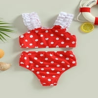 Летни бански костюми за бебета, плисирано леопардово сърце Dot Print Tank Top+Beach Short Swickwear, 3-7y