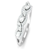 Минимален юбилеен пръстен на Moissanite, пръстен за половин вечност, стерлингов сребро, САЩ 9.00