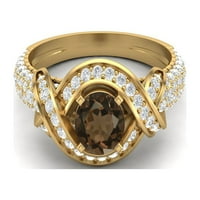 Имот пръстен кръг опушен кварц стерлинги сребро златно vermeil жени юбилеен пръстен