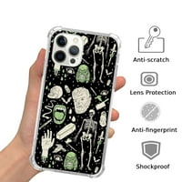 Калъф за вещица череп, съвместим с iPhone Pro Max, уникален дизайн на арт дизайн TPU Bumper Cover Case