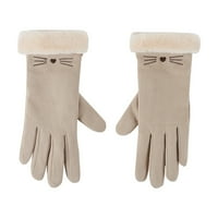 Женски ръкавици зимни момичета плюшени топли ръкавици с разцепени пръсти студент студено доказателство памучни ръкавици, един размер
