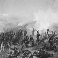 Битка при Лънд на Лъни. Batthe Battle of Lundy's Lane, Онтарио, Канада, на юли 1814 г. Стоманена гравиране, 19 век. Печат на плакат от