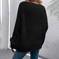 Спестяване на есента, AXXD есен солиден пуловер с пуловер с дълъг ръкав Жена Карирана риза Просвет черен размер 4