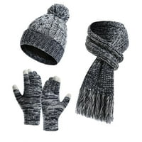 Шалчета за жени и мъже зимна модна топлина сладка шапка шал ръкавици ежедневни три комплекта chmora