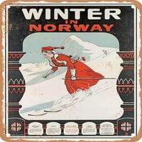 Метален знак - Зима в Норвегия Винтидж реклама - Винтидж ръждив вид