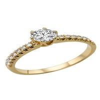 -F срещу Moissanite годежен пръстен с Diamonds Classic Prongs 14K Gold