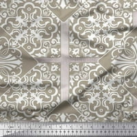 Soimoi Satin Silk Fabric Square & Damask Patchwork Print Fabric по двор широк