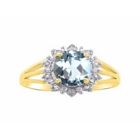 *Rylos Princess Diana Inspired Aquamarine & Diamond Ring - March Birthstone*