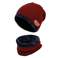 Bazyrey деца зимна топла плетена шапка и шал плета шапка руно дебела плетена шапка за момчета и момичета