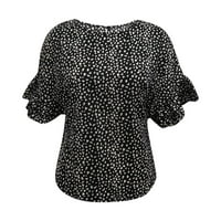 Жени блуза Лятна ежедневна свободна леопардова отпечатана прилепна ръкав Топ Блусас де Муджер Елеганти