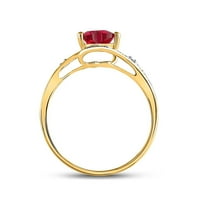 10k жълто злато сърце създадено рубинено пасианско диамантен пръстен cttw