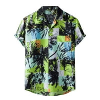 Мъжки хавайски флорални ризи с къс ръкав бутон надолу по тропически празнични плажни ризи ежедневно изключване