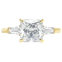 3CT Asscher Cut White Sapphire 18K Yellow Gold Anniversary Angagement Stone Ring Size 6.25