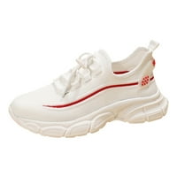 DMQUPV Womens Canvas Sneaker Жените спортни обувки плоско дъно и дебела дъна светлината на дантела нагоре ботуши за маратонки за жени с размер технически sportshoe бяло 8